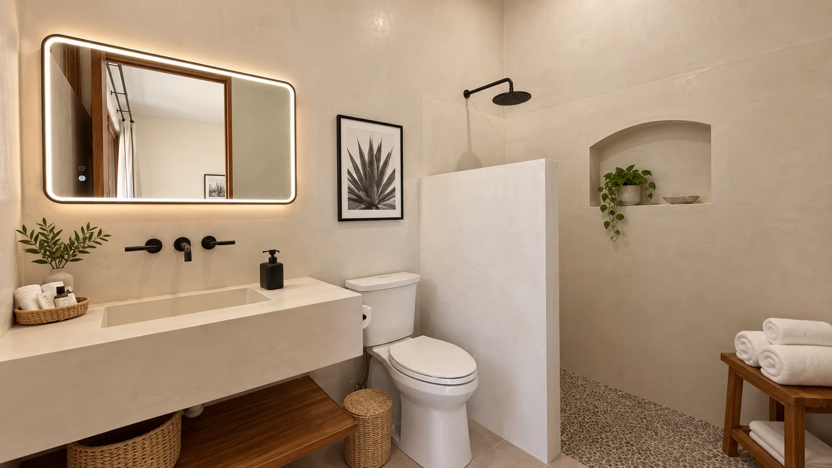 Baño privado con regadera a nivel de piso